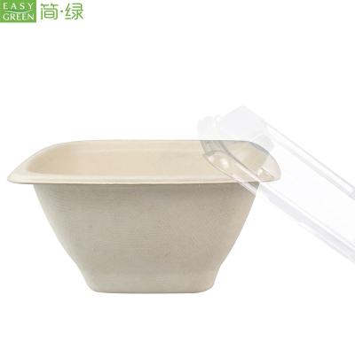 China 42oz Sugar Cane Salad Paper Soup Bowl Easy Green Disposable Biodegradable Lids for sale