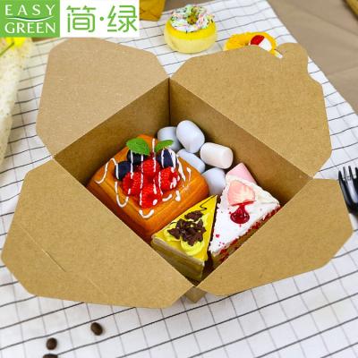 China Logo Printing Disposable Easy Green Disposable Custom Food Take Away Food Grade Brown Kraft Paper Packaging for sale