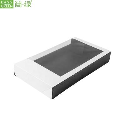 China Wholesale Custom Disposable Food Packaging Paperboard Take Away Black And White Sushi Paper Box With Window for sale