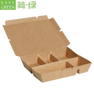 China 5 Compartments Disposable Easy Green Paper Bento Box For Food for sale