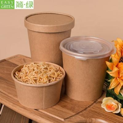 China Single Wall Disposable Takeaway Custom Printed Kraft Paper Noodle Food Container for sale