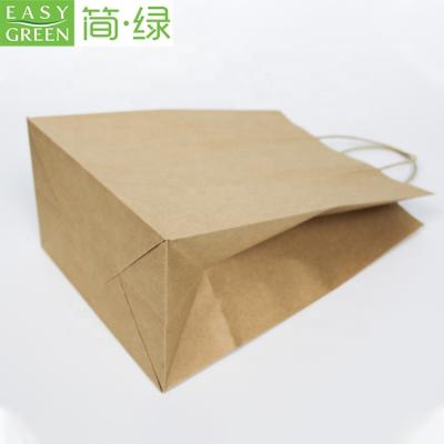 China Disposable Easy Green Custom Kraft Paper Packaging Cheap Brown Paper Bags With Handle for sale