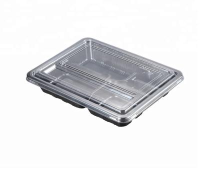 China Disposable Easy Green Compostables Take Away 5 Compartments Plastic Disposable PP Tiffin Lunch Box / Bento Box With Anti Fog Lid for sale