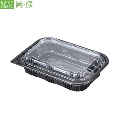 China Disposable Easy Green Microwavable Plastic Tiffin Carrier Container Thermal Fast Food Lunch Box With Fog Cover for sale