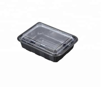 China Easy Disposable Sushi Bento Box Food Containers With Green Disposable Black Lid for sale