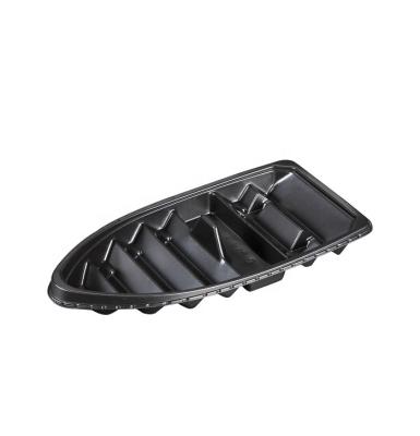 China Wholesale Green Easy Fogproof Black Plastic Japanese Sushi Boat Dish Serving Set With Cover for sale