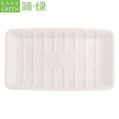 China Eco-friendly Biodegradable Disposable Rectangular Shape Corn Starch Packing Tray Takeaway Food Trays for sale