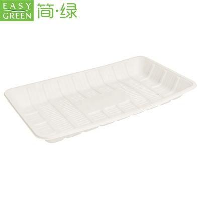 China Eco-friendly Biodegradable Disposable Rectangular Shape Cornstarch Packing Tray Takeaway Food Plate for sale