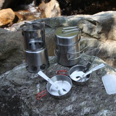 China TZ-10 Stainless Steel Portable Camping Stove Wood Burning Cook Set TZ-04 for sale