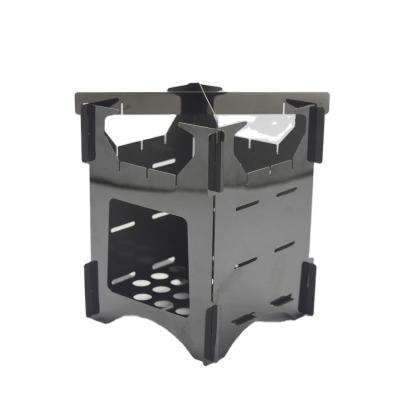 China Outdoor Equipment Increasing Camping HWL-16HT Small Size Blockhouse Type Black Titanium Wood Burning Stove for sale