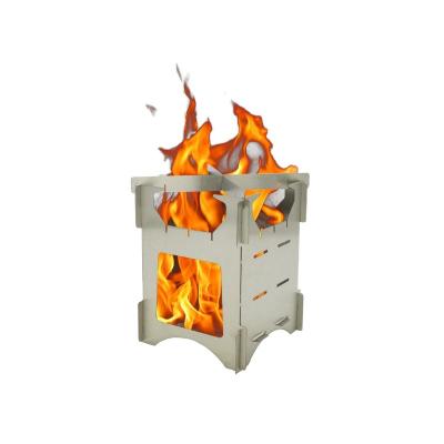 China Detachable Campfire Small Size Blockhouse Type Wood Stainless Steel HWL-16 Burning Stove for sale