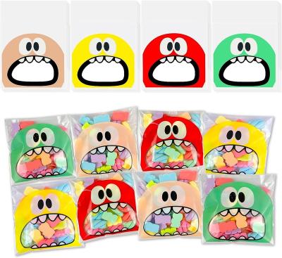 China Stocked Hot Sales Self Adhesive Candy Bags Big Mouth Monster Bakery Decorating Bags Chocolate Gift Bags for sale