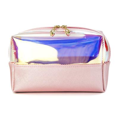 China Factory Direct Commercial Double Zipper Sparkle Waterproof PVC Cosmetic Bag With Double Zipper Fashion Vintage Make Up Case for sale