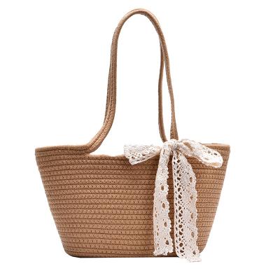 China 2021 New summer style female net red vacation woven soft straw woven beach western style one-shoulder handbag large capacity bag for girls for sale