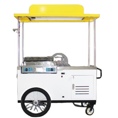 China Hand-push cargo mobile carts refrigerator trailer food bicycle hot dog vending cart convenient goods stall bike for sale