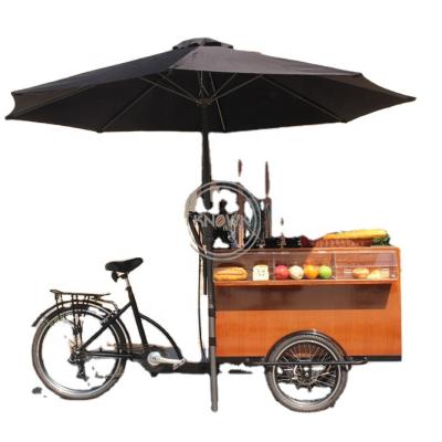 China Cargo Fashion Style Cafe Carts 3 Movable Wheel Carts Multi Function Electric Tricycle Outdoor Cafe Bike for sale