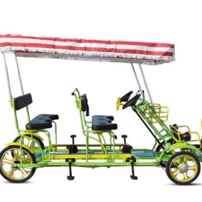 China Sightseeing Bicycle OEM Family Pedal Sightseeing Car For Hotel Resort Rent 4 Wheel Seater Funny Cycling Tour Bicycle With CE Certification for sale