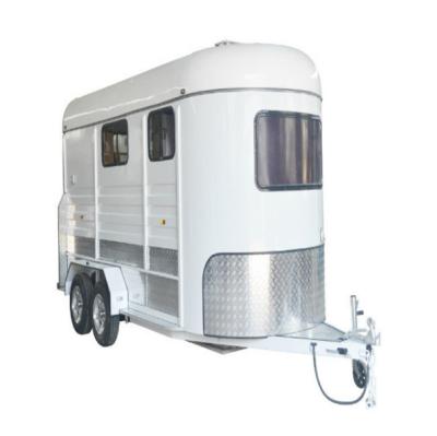 China Travel Trailer High Level 2 Horse Load Australia Straight Horse Trailer Floats With Rack For Sale for sale