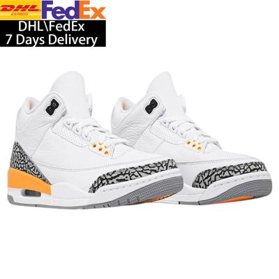 China Durable With Box 3s Retro Laser Sports Sneakers Men Women Orange Cool Walking Boots Mens Basketball 3s Shoes for sale