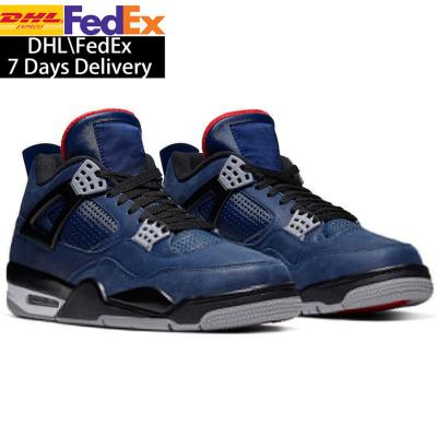 China Durable With Box 4s Sports Sneakers Good Quality Walking Boots Men's Basketball 4s Shoes Wntr Loyal Blue for sale