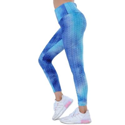 China New breathable high waist jacquard workout apparel womens tie dye crack! crack! butt leggings fitness yoga pants for sale