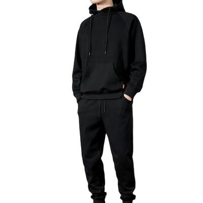 China Custom Fashion Logo Cotton Men's Breathable Wool Pullover Hoodie 2 Piece Sports Suit for sale