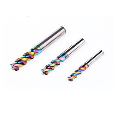 China Colorful Coated Aluminum CNC Milling Machine CNC Engraving Machine Tool Three Edge U-Groove Milling Cutters for sale