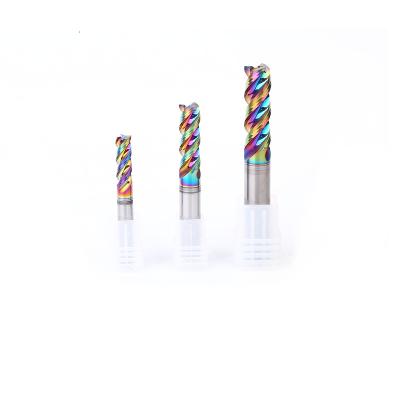 China CNC Milling Machine CNC Machines Colorful Coated Three Edges U-flute Carbide Cutting Cut End Mill for sale