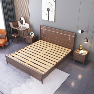 China Wooden Single Bed (Size) Adjustable Nordic Minimalist Double Bedroom Furniture Large Strong And Durable Solid Wood Bed for sale