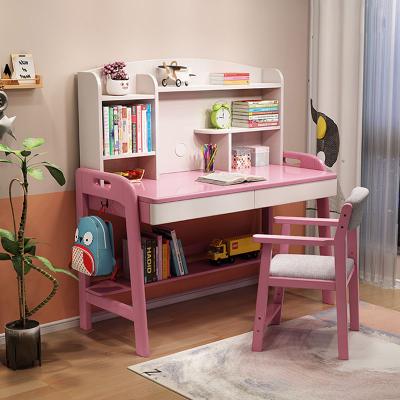 China Combination Adjustable Children's Solid Wood (Height) Study Table With Drawer Desk Shelf Office Computer Desk for sale