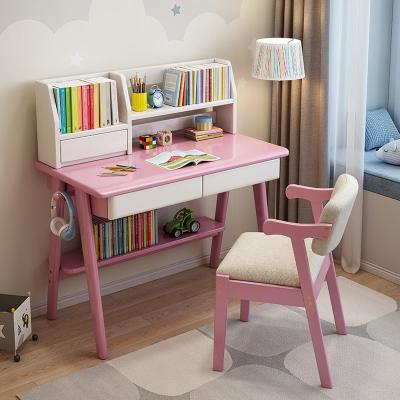 China Solid Nordic Modern Minimalist Pink Children's Desk (Size) Apartment Home Study Drawer Desk Modern Wooden Adjustable Small for sale