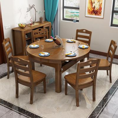 China Chinese minimalist foldable living room furniture square and dining room table solid wood dining table modern double function round hotel restaurant for sale