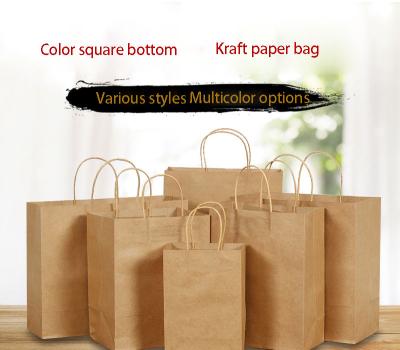 China Recycled Materials Wholesale Customized Take Away Brown Paper Bags Food Bag Fashion Shopping Bag Kraft Paper for sale