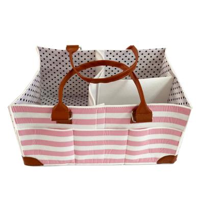 China New Plain Tote Bag Luxury Portable Crib Travel Baby Diaper Bag Mommy Striped Convertible Diaper Bag Mummy Bag for sale