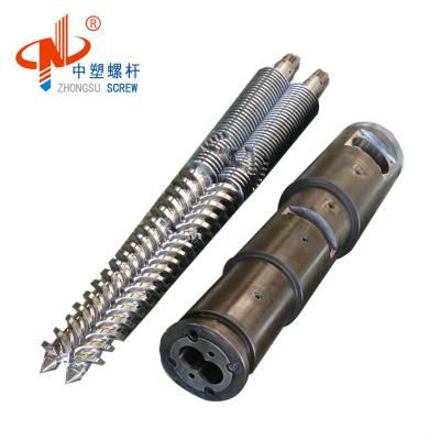 China Wear And Corrosion Resistance 51/105 Tapered Double Twin Screw Barrel For PVC Pipe for sale