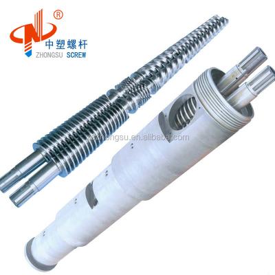 China Plastic Twin Auger LDPE And PVC Cylinder HDPE Pellet Conical Screw Barrel New for sale