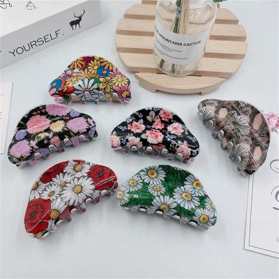 China New Fashion Hair Clip Design Flower Pattern Hair Claw Retro Cut Accessories Hair Clips Woman Girls for sale