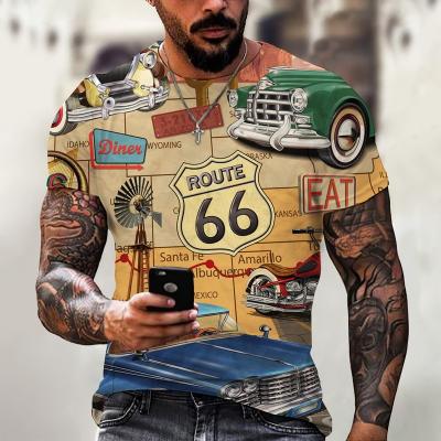 China Hot Selling Route 66 America Anti-Wrinkle T-shirt Hot Selling Road T-shirt Tops O-Neck T-Shirts For Men Vintage Apparel Boys New Design T-shirt for sale