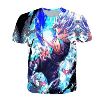 China New Design Anti-wrinkle Summer 3D T-shirt Japanese Anime T-shirts Tops Men Streetwear Saiyan Super Stylish Poleras Goku T Shirt for sale