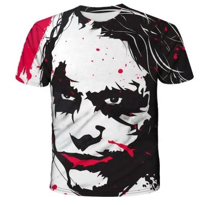 China New Personality Clown Digital Printing 3D Short Sleeve T-shirt Hip Hop Round Neck Anti-Shrink Tops Tee T-shirt Fabric for sale