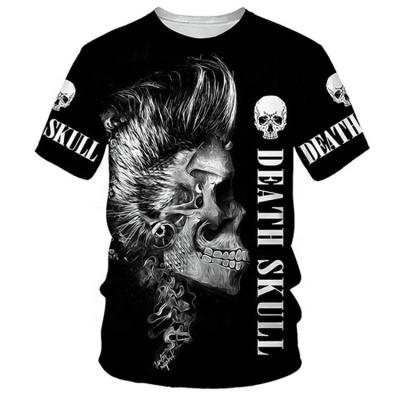 China 2021 Hot Selling Anti-wrinkle Summer Sports Polyester Breathable Fashion Custom Skull Pattern Packaging 3D Hiphop Logo T-shirt for sale