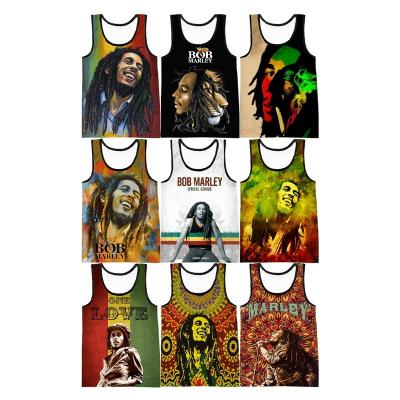 China Bob Marley 3D Digital Printing QUICK DRY Tank Top For Men Singer Custom All Over Printing Graphics Hot Sleeveless 3D Printed Tops for sale