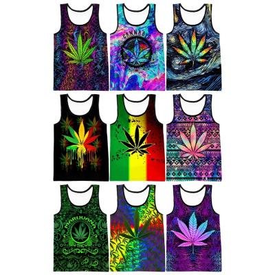 China Bob Marley Weeds Leaf 3D Digital Print QUICK DRY Tank Top For Men Custom All Over Print Graphics Sleeveless T-Shirt Printed Clothing 3D for sale