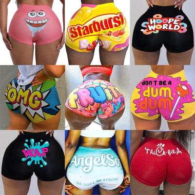 China Candy 2021 Custom Wholesale Private Label Waist QUICK DRY Logo Snack Gym Shorts Casual High Plus Size Booty Women's Shorts for sale