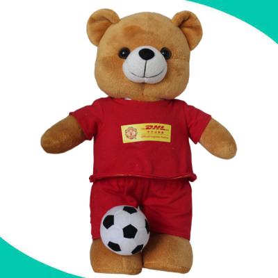 China High Quality Custom Plush Teddy Bear Plush Logo Stuffed Teddy Bear With Football for sale