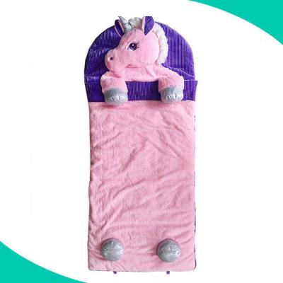 China Winter Plush Fabric Kids Unicorn Sleeping Bag Viable Animal Shape Sleeping Bags for sale