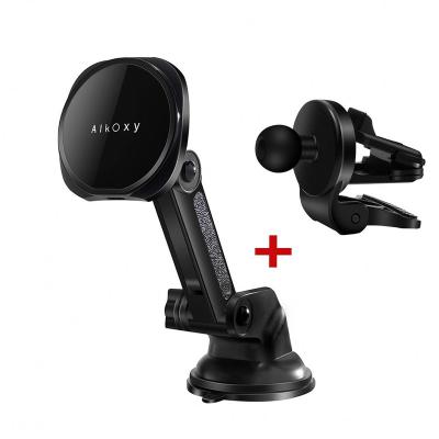 China Alkoxy 15W Magnetic 3 In 1 Wireless Charger Car phone Holder Air Vent Clip Suction Cup Base For Iphone Samsung Mag-safe Case for sale