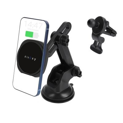 China 15W Car Mount Magnetic Car Stand Charger Qi Fast Charging with Air Vent Dashboard Car Wireless Charger Iphone 12 Series for sale