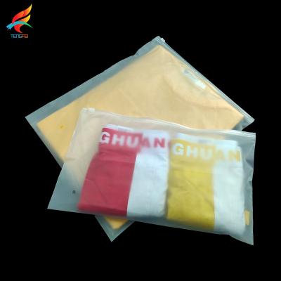 China Recyclable Eco Friendly Resealable Zipper Clothing Cosmetics Packaging Frosted Plastic CPE Packaging Bag for sale