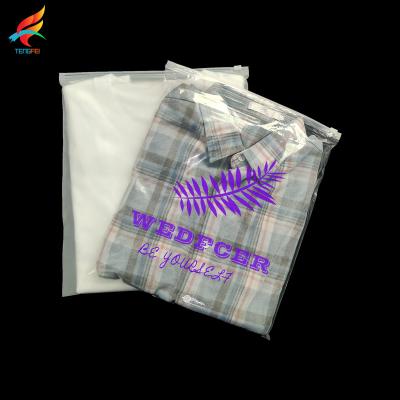 China Small Size Recyclable Frosted Eco Slider Tote Bag T-shirt Online Shopping Frosted Ziplock In Stock Strong Paste Custom Logo Printing Factory for sale